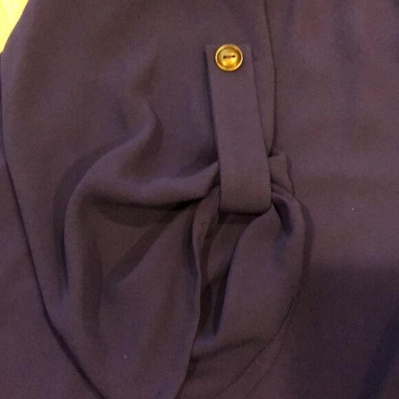 Lush Blue Blouse V Neck with 3/4 Sleeves - Picture 4 of 5